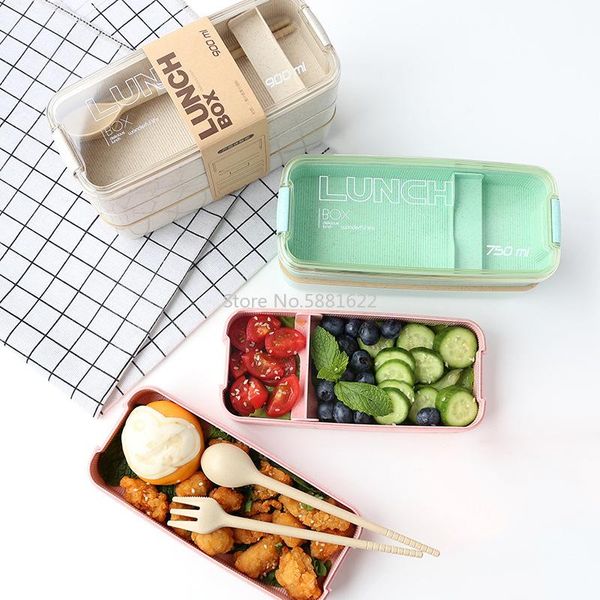 dinnerware sets 900ml portable healthy material lunch box 3 layer wheat straw bento boxes microwave storage container foodbox
dinnerware sets 900ml portable healthy material lunch box 3 layer wheat straw bento boxes microwave storage container foodbox
