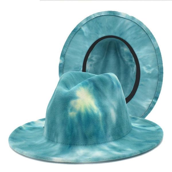 wide brim hats 2021 female tie-dye woolen hat men'ssoutdoor jazz fedora sun trend, Blue;gray
wide brim hats 2021 female tie-dye woolen hat men'ssoutdoor jazz fedora sun trend, Blue;gray