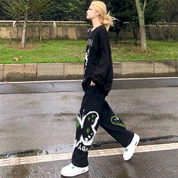 women's pants & capris casual sweatpants original fashion butterfly print straight-leg women harajuku autumn high-waist loose trousers, Black;white
women's pants & capris casual sweatpants original fashion butterfly print straight-leg women harajuku autumn high-waist loose trousers, Black;white