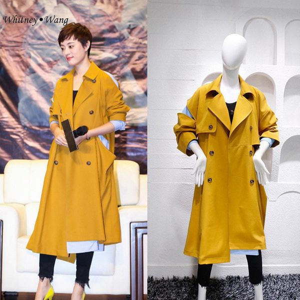 women's trench coats whitney wang 2021 autumn winter fashion streetwear designer style hollow out patchwork oversize coat women, Tan;black
women's trench coats whitney wang 2021 autumn winter fashion streetwear designer style hollow out patchwork oversize coat women, Tan;black