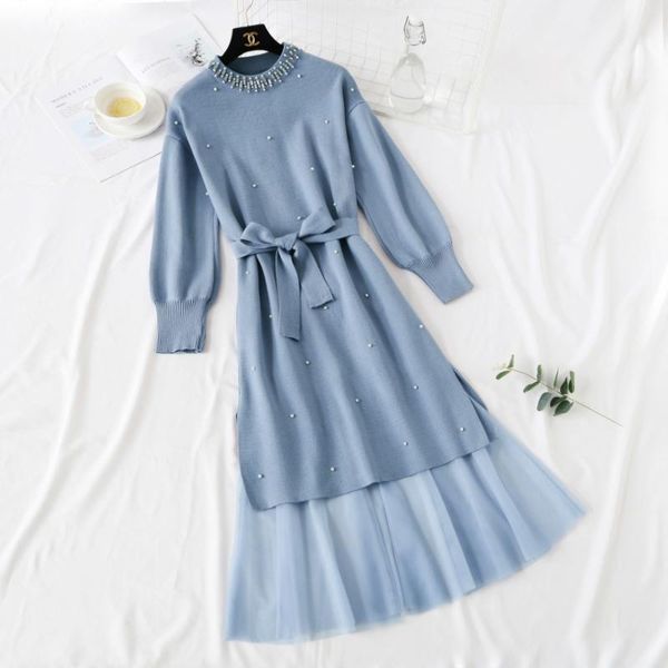 casual dresses spring summer dress women 2021 women's korean vintage elegant sweater mesh party clothes vestidos zt1940, Black;gray
casual dresses spring summer dress women 2021 women's korean vintage elegant sweater mesh party clothes vestidos zt1940, Black;gray