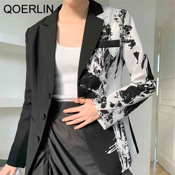 women blazer irregular printed single-breasted long sleeve suit female retro casual jacket coat fashion office 210601, White;black
women blazer irregular printed single-breasted long sleeve suit female retro casual jacket coat fashion office 210601, White;black