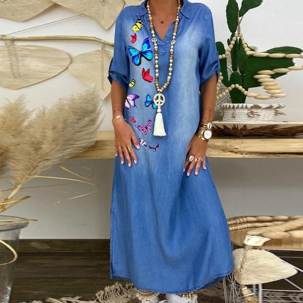 casual dresses denim dress butterflies print split women v neck half sleeve for party long pocket button shirt, Black;gray
casual dresses denim dress butterflies print split women v neck half sleeve for party long pocket button shirt, Black;gray