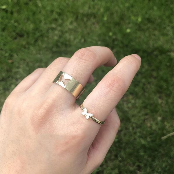 cluster rings butterfly couple wedding copper alloy adjustable opening men's women's ring trendy metal female jewelry accessories, Golden;silver
cluster rings butterfly couple wedding copper alloy adjustable opening men's women's ring trendy metal female jewelry accessories, Golden;silver