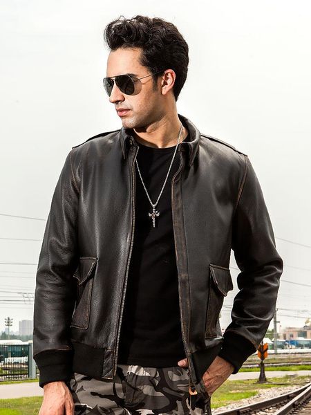 men's leather & faux yr.wholesales.us classic casual a2 genuine jacket.vintage flight bomber coat.plus size clothes, Black
men's leather & faux yr.wholesales.us classic casual a2 genuine jacket.vintage flight bomber coat.plus size clothes, Black