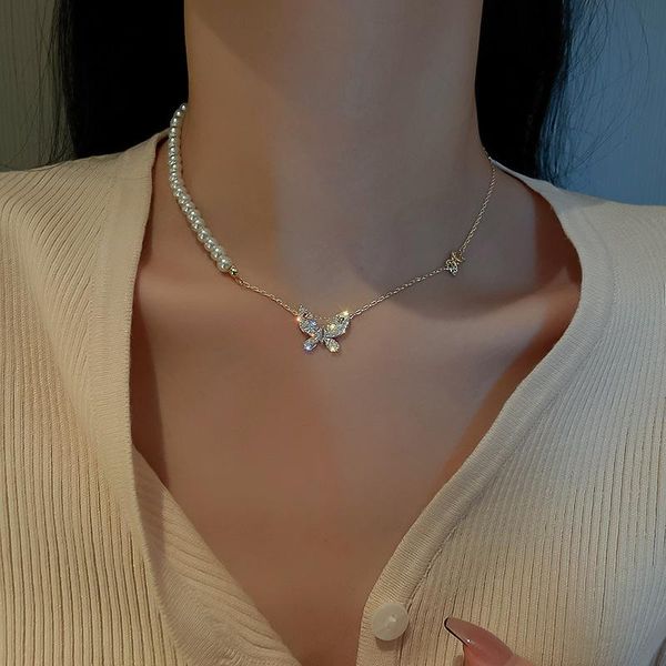 pendant necklaces korean fashion 2021 necklace vintage pearl zircon butterfly jewelry for women neck chain choker wholesale, Silver
pendant necklaces korean fashion 2021 necklace vintage pearl zircon butterfly jewelry for women neck chain choker wholesale, Silver