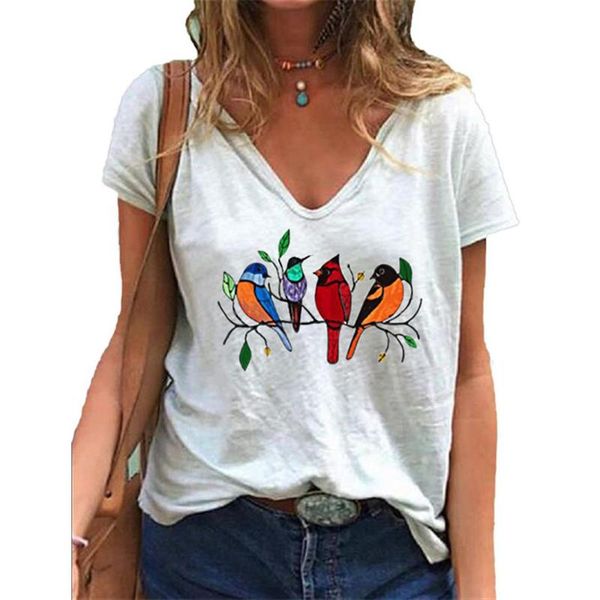 women's t-shirt loose casual fashion bird print v-neck baggy ladies t-shirts tunic 2021 basic tee female clothing, White
women's t-shirt loose casual fashion bird print v-neck baggy ladies t-shirts tunic 2021 basic tee female clothing, White