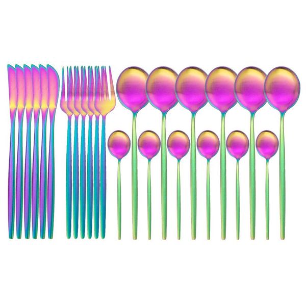 flatware sets 24pcs rainbow matte dinnerware set 18/10 stainless steel knife fork spoon silverware cutlery kitchen tableware
flatware sets 24pcs rainbow matte dinnerware set 18/10 stainless steel knife fork spoon silverware cutlery kitchen tableware