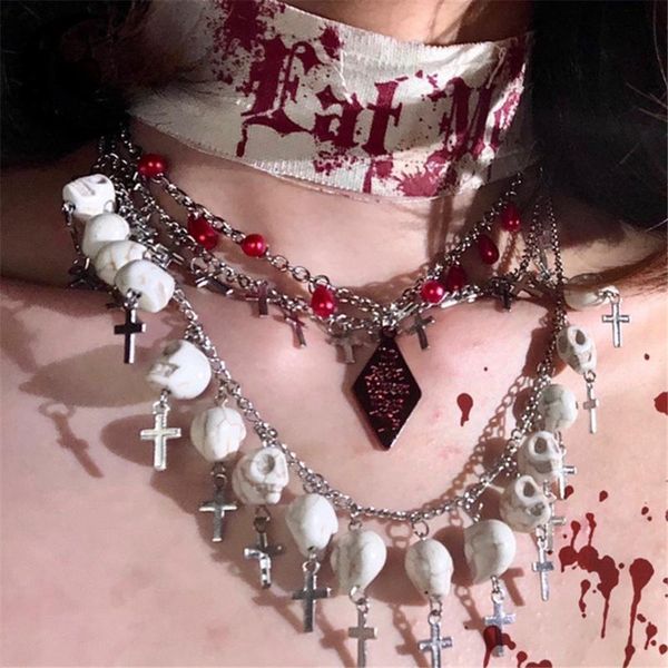 chokers harajuku cross white skull pendant necklace for female girl hip-hop gothic punk double-layer bone necklaces halloween jewelry, Golden;silver
chokers harajuku cross white skull pendant necklace for female girl hip-hop gothic punk double-layer bone necklaces halloween jewelry, Golden;silver