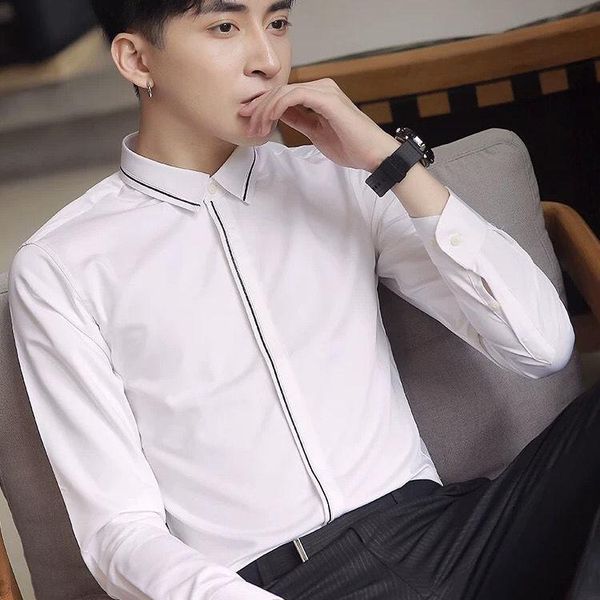men's casual shirts 2021 men fashion long sleeve shirt slim fit male social business solid color turn-down collar blouses o228, White;black
men's casual shirts 2021 men fashion long sleeve shirt slim fit male social business solid color turn-down collar blouses o228, White;black