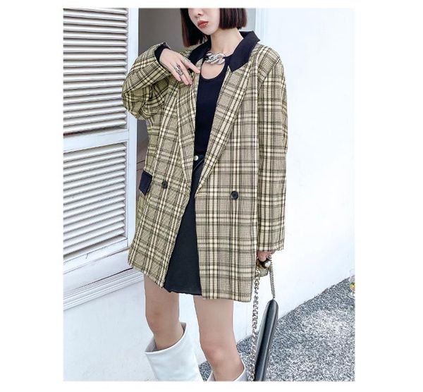 women's suits & blazers plaid big size casual long for women elegant lapel sleeve loose fit and jackets fashion tide spring autumn 2021, White;black
women's suits & blazers plaid big size casual long for women elegant lapel sleeve loose fit and jackets fashion tide spring autumn 2021, White;black