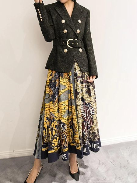 skirts summer retro printed pleated swing skirt women's all-match splicing contrast color fashion lining two-piece silk suit, Black
skirts summer retro printed pleated swing skirt women's all-match splicing contrast color fashion lining two-piece silk suit, Black