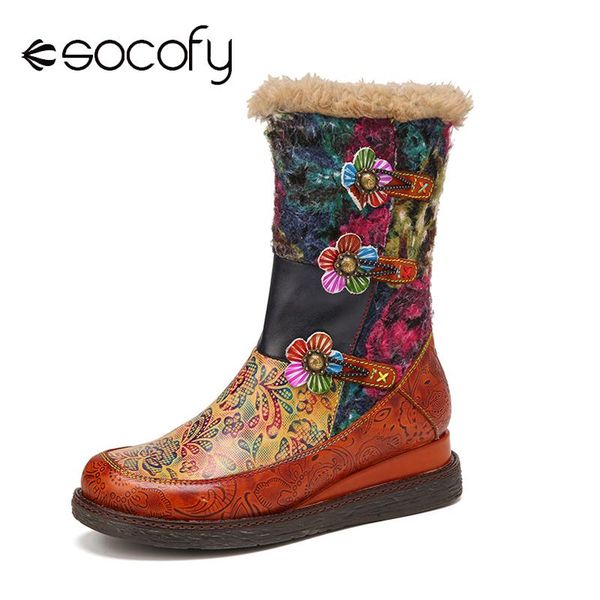 boots socofy women's retro genuine leather colorful printed warm lining waterproof wearable sole platform wedges snow 2021, Black
boots socofy women's retro genuine leather colorful printed warm lining waterproof wearable sole platform wedges snow 2021, Black