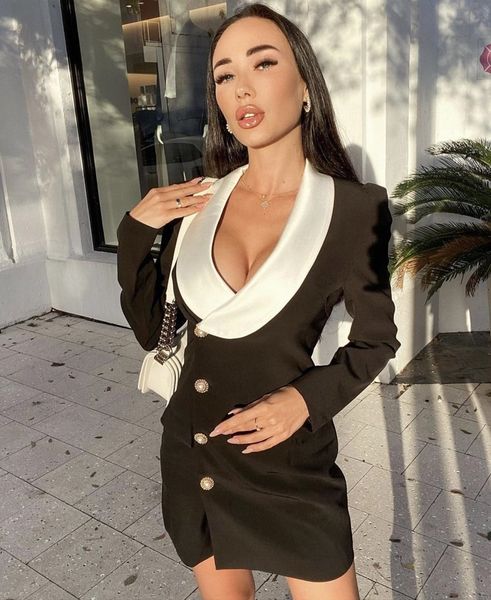 2021 new women winter long sleevev neck patchwork button mini blazer designer evening catwalk runway party vestido xcyv, Black;gray
2021 new women winter long sleevev neck patchwork button mini blazer designer evening catwalk runway party vestido xcyv, Black;gray