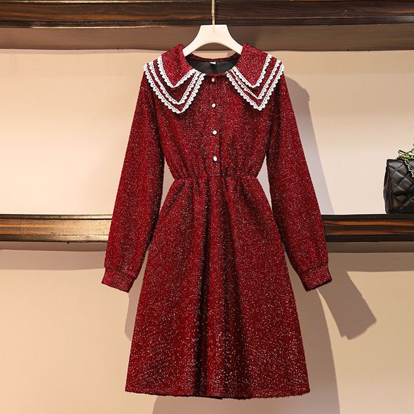 plus female size 2021 autumn red long sleeve pretty collar vinetge 90s sequined sequins dress up with christmas party clothes rgks, White
plus female size 2021 autumn red long sleeve pretty collar vinetge 90s sequined sequins dress up with christmas party clothes rgks, White