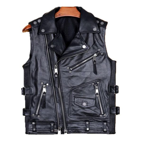 men's vests 2021 black genuine leather vest men motorcycle style plus size 4xl real natural cowhide spring slim fit short biker coat, Black;white
men's vests 2021 black genuine leather vest men motorcycle style plus size 4xl real natural cowhide spring slim fit short biker coat, Black;white