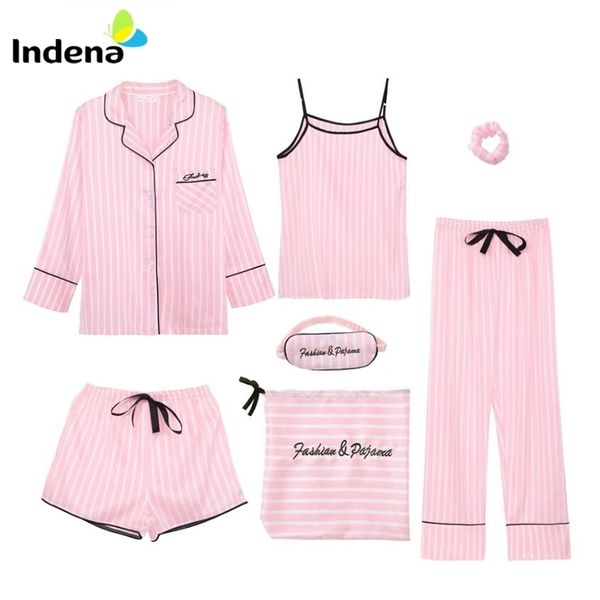 7pcs/lot pajamas sets faux silk pyjamas for women autumn homewear elastic waist pants lounge sleepwear 201114, Black;red
7pcs/lot pajamas sets faux silk pyjamas for women autumn homewear elastic waist pants lounge sleepwear 201114, Black;red