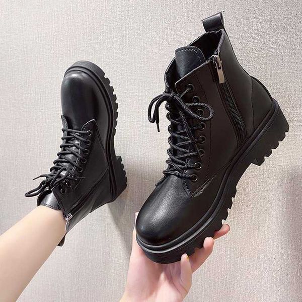 autumn and winter 2020 children martin women's british style simple lace up short zipper plush cotton leather boots, Black
autumn and winter 2020 children martin women's british style simple lace up short zipper plush cotton leather boots, Black