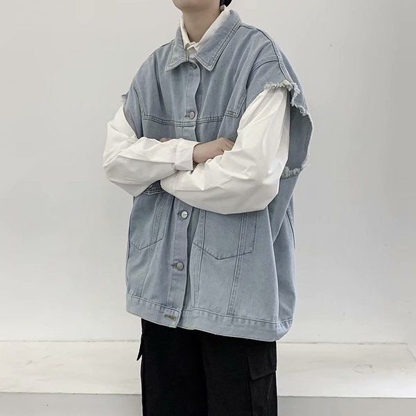 2021 new korean style men's fashion casual retro blue denim jacket men streetwear loose autumn vest coat mens m-2xl sfr9, Black;white
2021 new korean style men's fashion casual retro blue denim jacket men streetwear loose autumn vest coat mens m-2xl sfr9, Black;white