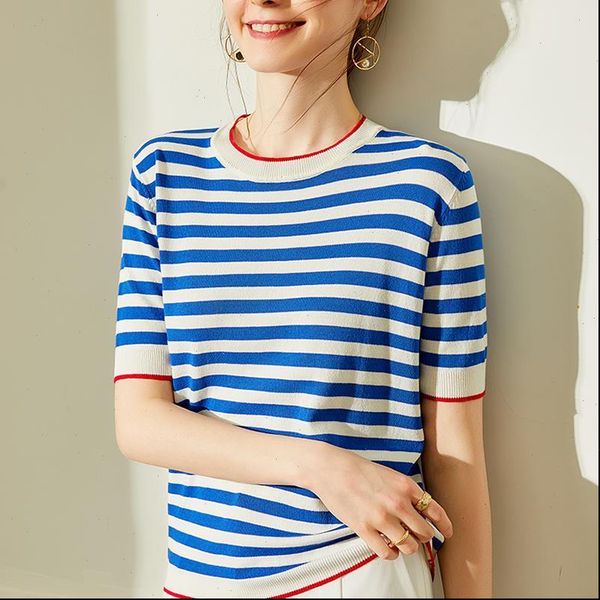 2021 new summer women fashion simple striped o neck pullovers knitting t shirt ladies casual loose harajuku tee shirts s193, White
2021 new summer women fashion simple striped o neck pullovers knitting t shirt ladies casual loose harajuku tee shirts s193, White