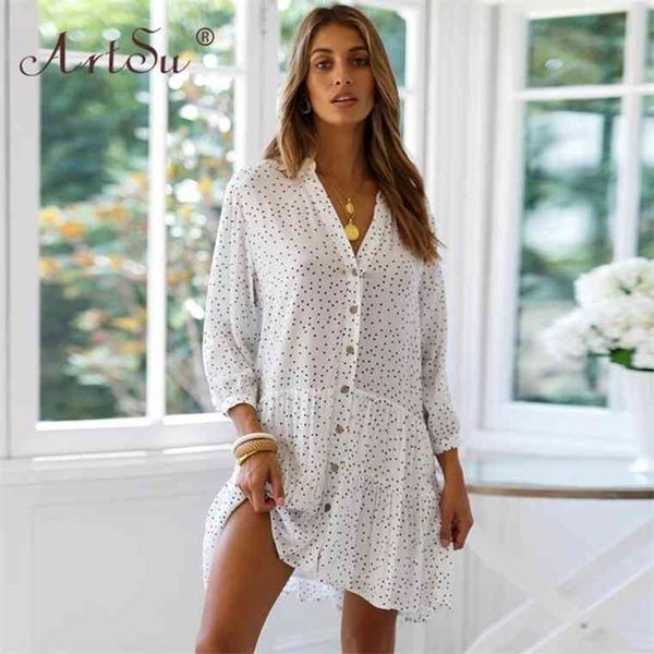 artsu 2021 spring women beach dress casual v-neck long sleeve polka dot print sundress boho elegant loose white summer vestidos, Black;gray
artsu 2021 spring women beach dress casual v-neck long sleeve polka dot print sundress boho elegant loose white summer vestidos, Black;gray