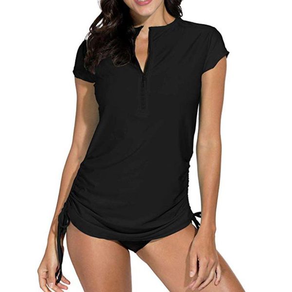 women's swimwear solid v neck bikini lace up high waist surf short sleeve swim shirt swimsuit badmode dames #t3g, White;black
women's swimwear solid v neck bikini lace up high waist surf short sleeve swim shirt swimsuit badmode dames #t3g, White;black