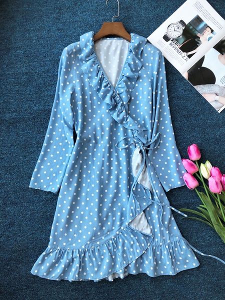 2021 new feminino azul mancha impresso manga comprida viscose doce plissado profundo decote em v envoltrio mini vestido com cinto 0gk6, Black;gray
2021 new feminino azul mancha impresso manga comprida viscose doce plissado profundo decote em v envoltrio mini vestido com cinto 0gk6, Black;gray
