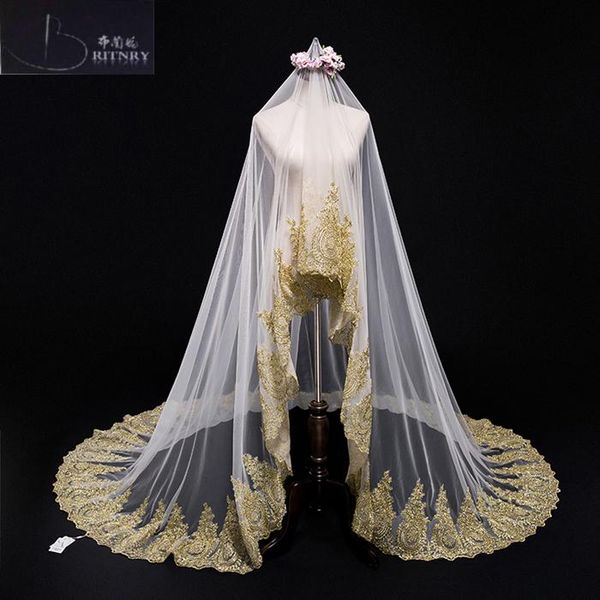 bridal veils gold lace edge luxury cathedral wedding veil accessories long velos de novia, Black
bridal veils gold lace edge luxury cathedral wedding veil accessories long velos de novia, Black