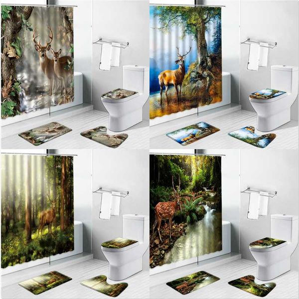 shower curtains forest animals elk deer waterproof rug set non-slip bath mat toliet cover carpet bathroom home decor with hooks
shower curtains forest animals elk deer waterproof rug set non-slip bath mat toliet cover carpet bathroom home decor with hooks