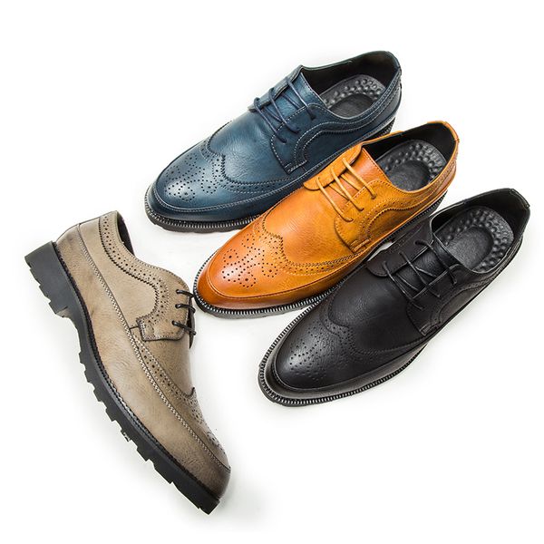 men leather brogue men shoes casual british style men oxfords brand dress shoes for oxfords, Black
men leather brogue men shoes casual british style men oxfords brand dress shoes for oxfords, Black