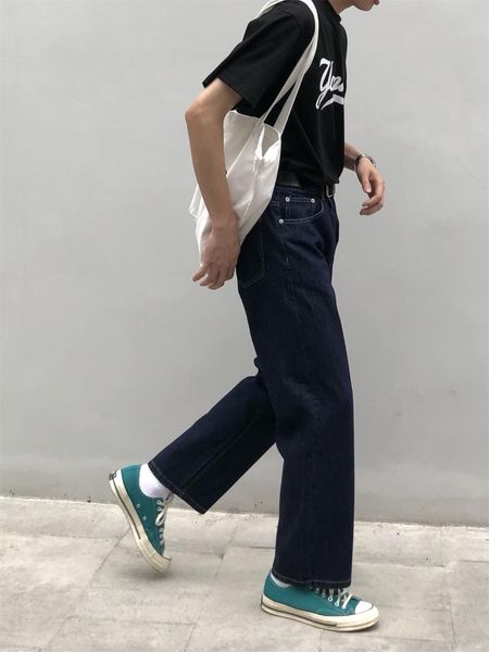 men's jeans retro straight loose fall wide-leg pants spring and summer korean version of all-match wash trousers, Blue
men's jeans retro straight loose fall wide-leg pants spring and summer korean version of all-match wash trousers, Blue