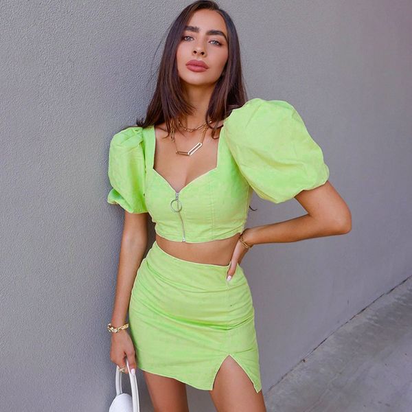 moda sets of two female pieces puff harvest and slit skirt suit summer collar elegant square streetwear women's clothes 09zu, Black;gray
moda sets of two female pieces puff harvest and slit skirt suit summer collar elegant square streetwear women's clothes 09zu, Black;gray