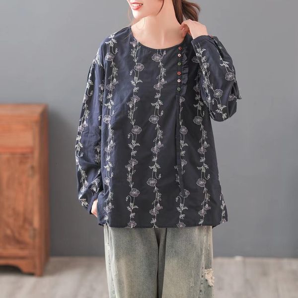 2021 new women spring fashion japan fresh style long sleeve flower embroidery cotton linen shirt female o-neck vintage blouse jd, White
2021 new women spring fashion japan fresh style long sleeve flower embroidery cotton linen shirt female o-neck vintage blouse jd, White