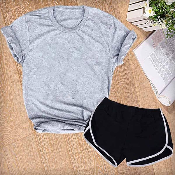 women's tracksuits brand woman t-shirt set o neck solid color short sleeve versatile comfortable high street tees and shorts, Gray
women's tracksuits brand woman t-shirt set o neck solid color short sleeve versatile comfortable high street tees and shorts, Gray