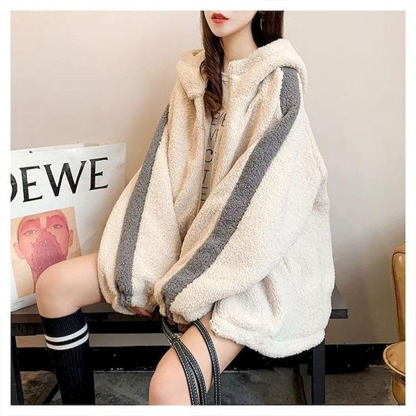 women's hoodies & sweatshirts men oversized hoodie lamb wool coat women plus velvet thick winter padded jacket 2021 korean loose warm c, Black
women's hoodies & sweatshirts men oversized hoodie lamb wool coat women plus velvet thick winter padded jacket 2021 korean loose warm c, Black