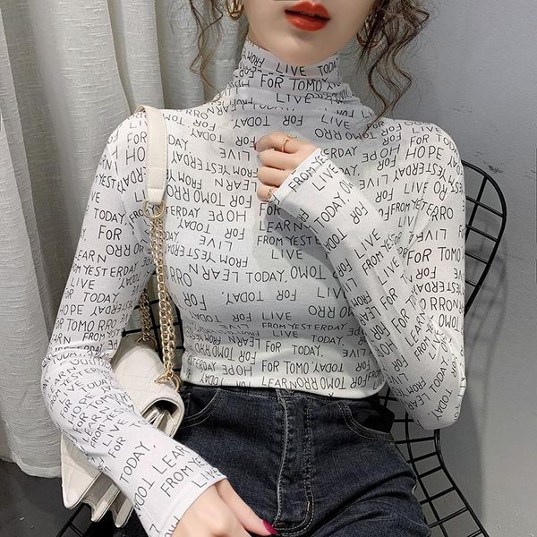 women's t-shirt turtleneck tshirt women clothes long sleeve korean vintage slim white print t shirt elastic casual tee femme
women's t-shirt turtleneck tshirt women clothes long sleeve korean vintage slim white print t shirt elastic casual tee femme