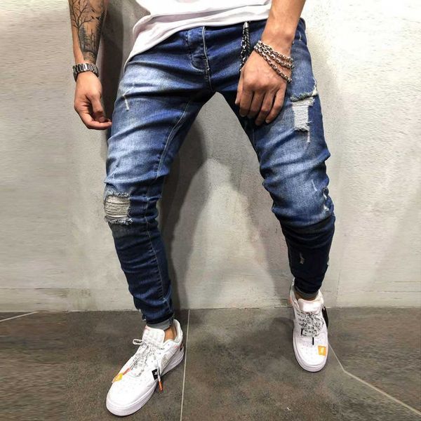 men cool street jeans clothes male autumn denim cotton straight hole pocket trousers distressed jean pencil pants men streetwear x0621, Blue
men cool street jeans clothes male autumn denim cotton straight hole pocket trousers distressed jean pencil pants men streetwear x0621, Blue