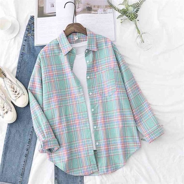 autumn plaid shirts womens blouses and long sleeve loose checked female clothes outwear winter, White
autumn plaid shirts womens blouses and long sleeve loose checked female clothes outwear winter, White