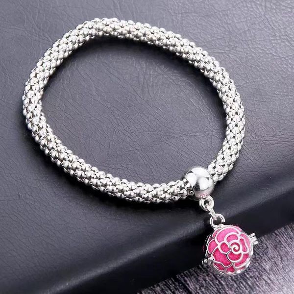 link, chain bracelet adjustable perfume essential oil diffuser locket bangle open case jewelry, Black