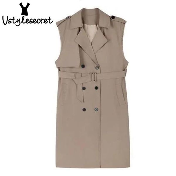 women's vests elegant long trench vest sashes casual loose office lady waistcoat chic korean sleeveless double breasted 3xl outwear ys0, Black;white
women's vests elegant long trench vest sashes casual loose office lady waistcoat chic korean sleeveless double breasted 3xl outwear ys0, Black;white