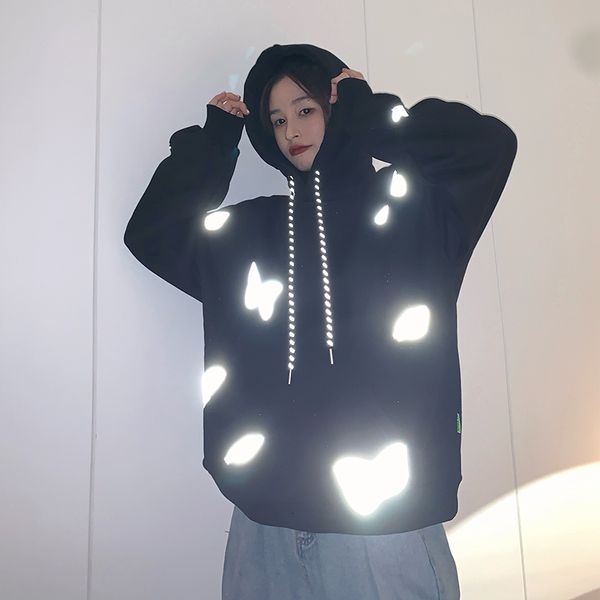 2021 autumn new arrival harajuku style reflective butterfly printing thick loose sweatshirt women pullover long sleeve hoodie hs8z, Black
2021 autumn new arrival harajuku style reflective butterfly printing thick loose sweatshirt women pullover long sleeve hoodie hs8z, Black
