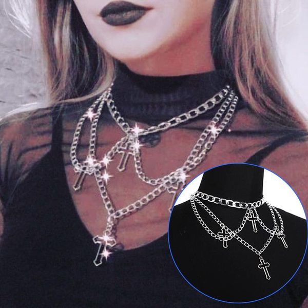 chains hollow cross necklace multi-layer chain neck jewelry alloy choker gift for women slivery smr88, Silver
chains hollow cross necklace multi-layer chain neck jewelry alloy choker gift for women slivery smr88, Silver