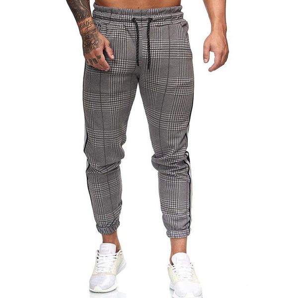 men's pants spring casual mid waist drawstring pencil for men autumn sweatpants fashion plaid printing slim jogger trousers, Black
men's pants spring casual mid waist drawstring pencil for men autumn sweatpants fashion plaid printing slim jogger trousers, Black