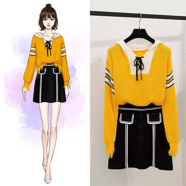 two piece dress loose nut windy autumn/winter college hoody sweater elastic waist knitting a-line skirt suit women knitwear with hood, White
two piece dress loose nut windy autumn/winter college hoody sweater elastic waist knitting a-line skirt suit women knitwear with hood, White