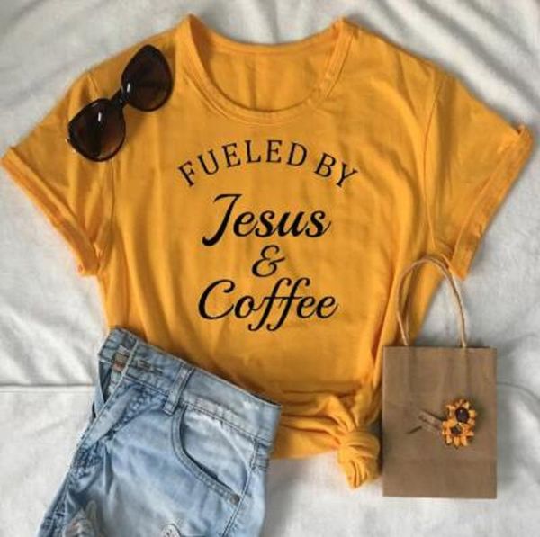 women's t-shirt fueled by jesus & coffee woman tshirt short sleeve tee letter printing t-shirts, White
women's t-shirt fueled by jesus & coffee woman tshirt short sleeve tee letter printing t-shirts, White