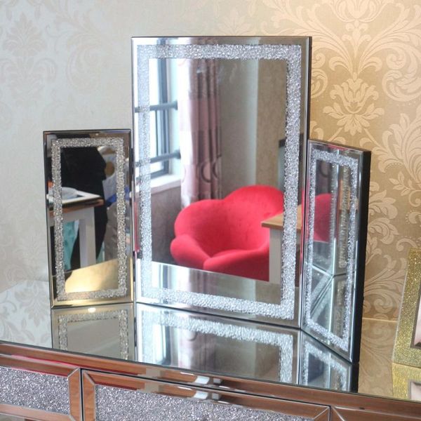 mirrors christmas fashion crystal table mirror glass triple trifold dressing cosmetic makeup bevelled edge decoration 
mirrors christmas fashion crystal table mirror glass triple trifold dressing cosmetic makeup bevelled edge decoration