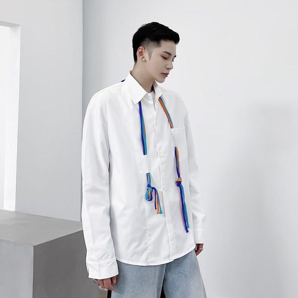 men's casual shirts color webbing shirt men trend fashion white loose long sleeve man youthful streetwear, White;black
men's casual shirts color webbing shirt men trend fashion white loose long sleeve man youthful streetwear, White;black