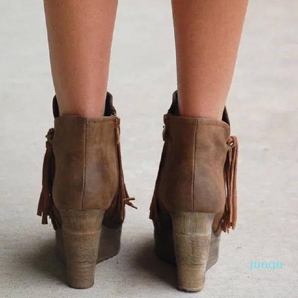 wholesale-boots ankle women autumn winter tassel wedges high heels booties ladies gladiator platform round toe female shoes zapatos mujer, Black
wholesale-boots ankle women autumn winter tassel wedges high heels booties ladies gladiator platform round toe female shoes zapatos mujer, Black