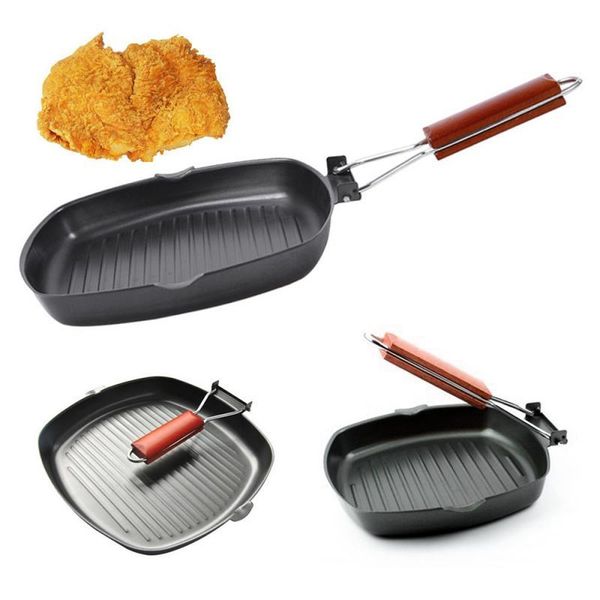 pans flat pan frying thickened folding barbecue non-stick household cookware easy to clean kitchen tools