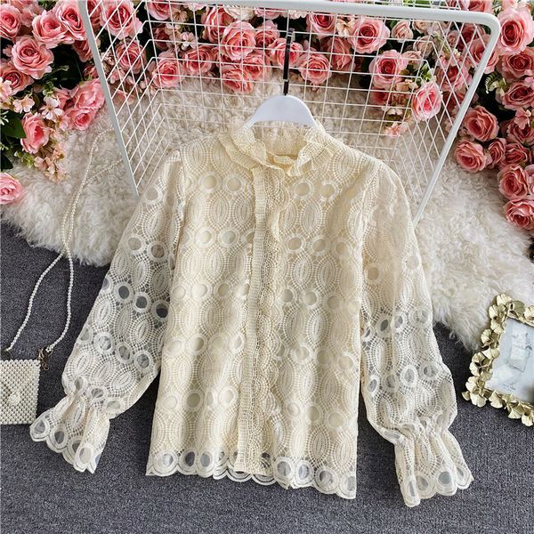 vintage women lace hollow out blouse female stand collar flare long sleeve casual party shirt 2021 spring autumn fashion 4g30, Blue
vintage women lace hollow out blouse female stand collar flare long sleeve casual party shirt 2021 spring autumn fashion 4g30, Blue